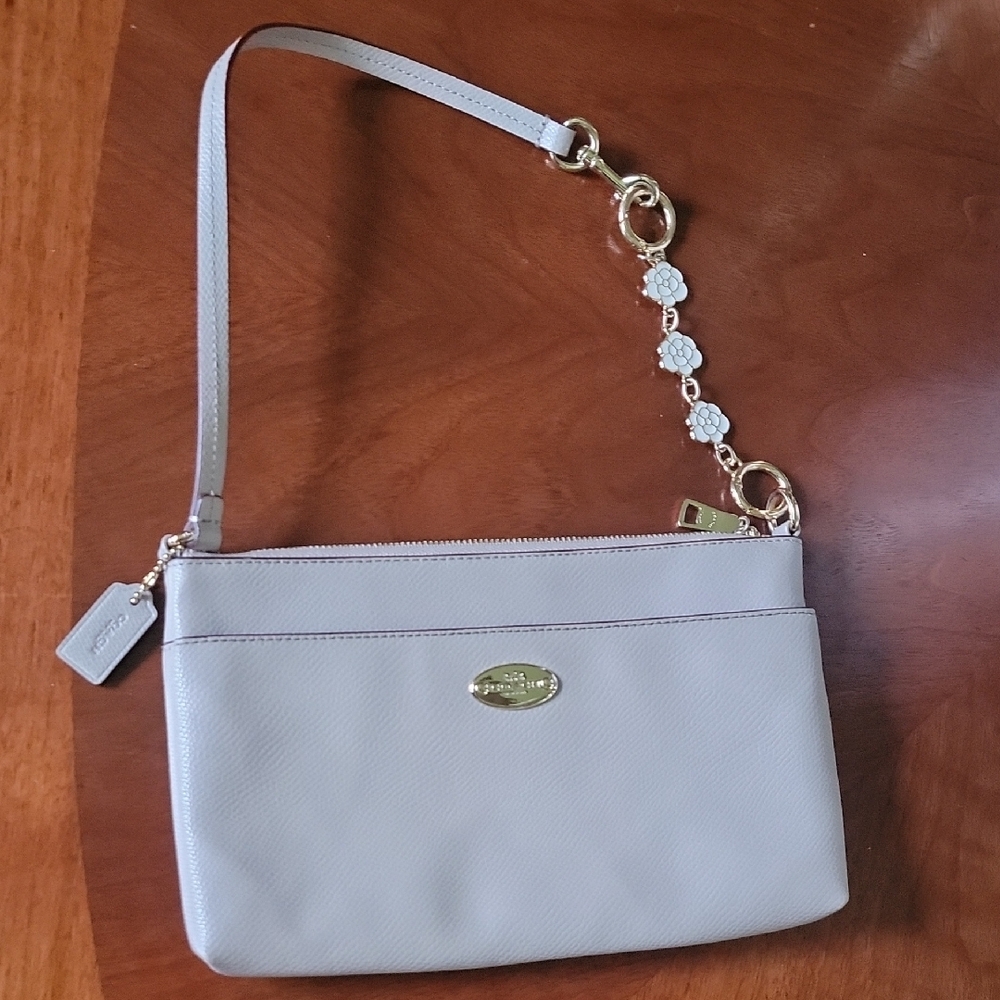 Coach Gray and Gold Clutch Wristlet